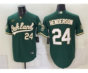 Men's Oakland Athletics #24 Rickey Henderson Green With Patch Stitched Jersey Men's Oakland Athletics #24 Rickey Henderson Green With Patch Stitched Jersey