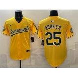Men's Oakland Athletics #25 Brent Rooker 2026 Yellow Alternate Sacramento Celebrating 125 Years Vapor Limited Stitched Baseball Jersey Men's Oakland Athletics #25 Brent Rooker 2026 Yellow Alternate Sacramento Celebrating 125 Years Vapor Limited Stitched Baseball Jersey