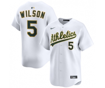 Men's Oakland Athletics #5 Jacob Wilson White 2024 Home Limited Stitched Jersey