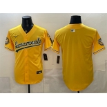 Men's Oakland Athletics Blank 2026 Yellow Alternate Sacramento Celebrating 125 Years Vapor Limited Stitched Baseball Jersey