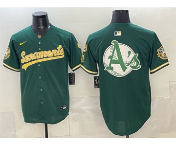 Men's Oakland Athletics Team Big Logo 2026 Green Alternate Sacramento Celebrating 125 Years Vapor Limited Stitched Baseball Jerseys