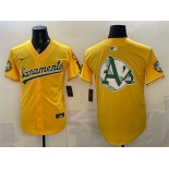 Men's Oakland Athletics Team Big Logo 2026 Yellow Alternate Sacramento Celebrating 125 Years Vapor Limited Stitched Baseball Jerseys Men's Oakland Athletics Team Big Logo 2026 Yellow Alternate Sacramento Celebrating 125 Years Vapor Limited Stitched Baseball Jerseys