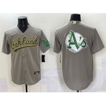 Men's Oakland Athletics Team Big Logo Grey Cool Base Stitched Baseball Jersey