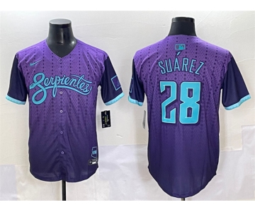 Men's Arizona Diamondbacks #28 Eugenio Suárez Purple 2025 City Connect Limited Stitched Baseball Jersey