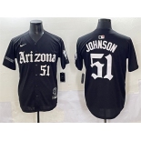 Men's Arizona Diamondbacks #51 Randy Johnson Black 'Gothic Desert Fang Edition' Vapor Premier Limited Stitched Baseball Jersey