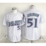 Men's Arizona Diamondbacks #51 Randy Johnson White Throwback Cool Base Stitched Baseball Jersey