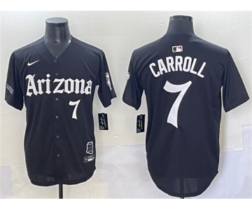 Men's Arizona Diamondbacks #7 Corbin Carroll Black 'Gothic Desert Fang Edition' Vapor Limited Stitched Baseball Jersey
