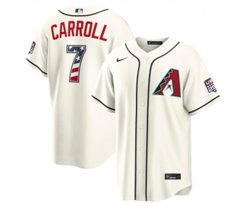 Men's Arizona Diamondbacks #7 Corbin Carroll Cream 2026 USA 250 Fourth of July Home Stadium Stitched Baseball Jersey