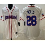 Men's Dominican #28 Austin Wells White 2026 World Baseball Classic Cool Base Jersey