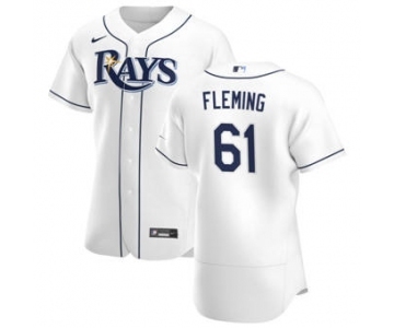Men's Nike Tampa Bay Rays #61 Josh Fleming White Home 2020 Authentic Player Baseball Jersey