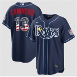 Men's Tampa Bay Rays #13 Junior Caminero Navy 2026 USA 250 Fourth of July Home Stitched Baseball Jersey Men's Tampa Bay Rays #13 Junior Caminero Navy 2026 USA 250 Fourth of July Home Stitched Baseball Jersey