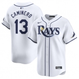 Men's Tampa Bay Rays #13 Junior Caminero White 2024 Home Limited Stitched Baseball Jersey