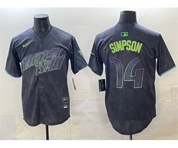 Men's Tampa Bay Rays #14 Chandler Simpson Charcoal 2024 City Connect Limited Stitched Baseball Jersey