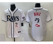 Men's Tampa Bay Rays #2 Yandy Díaz White 2026 USA 250 Fourth of July Home Stitched Baseball Jersey