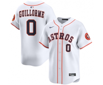 Men's Houston Astros #0 Luis Guillorme White 2025 Home Limited Stitched Baseball Jersey