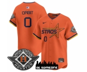 Men's Houston Astros #0 Orbit Orange 2025 City Connect Limited Stitched Baseball Jersey