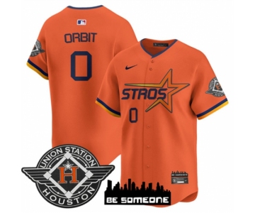 Men's Houston Astros #0 Orbit Orange 2025 City Connect Limited Stitched Baseball Jersey