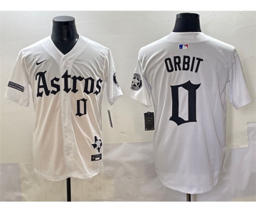 Men's Houston Astros #0 Orbit White Gothic 'Houston Born Barrio Raised' Limited Stitched Baseball Jersey