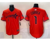 Men's Houston Astros #1 Carlos Correa Orange 2025 City Connect With Texas Patch Limited Stitched Baseball Jersey Men's Houston Astros #1 Carlos Correa Orange 2025 City Connect With Texas Patch Limited Stitched Baseball Jersey