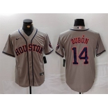 Men's Houston Astros #14 Mauricio Dubón Grey Cool Base Stitched Baseball Jersey Men's Houston Astros #14 Mauricio Dubón Grey Cool Base Stitched Baseball Jersey