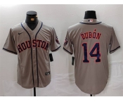 Men's Houston Astros #14 Mauricio Dubón Grey Cool Base Stitched Baseball Jersey Men's Houston Astros #14 Mauricio Dubón Grey Cool Base Stitched Baseball Jersey