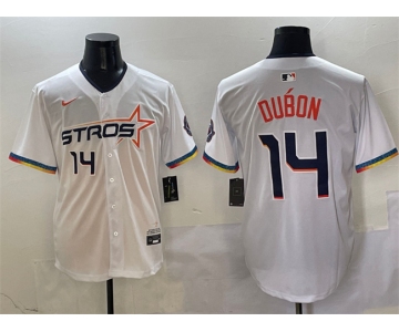 Men's Houston Astros #14 Mauricio Dubón White 2025 City Connect Limited Stitched Baseball Jersey