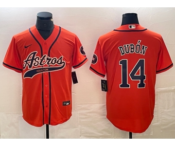 Men's Houston Astros #14 Mauricio Dubon Orange With Patch Cool Base Stitched Baseball Jersey