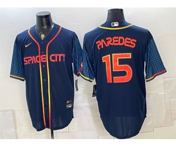 Men's Houston Astros #15 Isaac Paredes Navy City Connect Cool Base Stitched Jersey