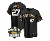 Men's Houston Astros #27 Jose Altuve  Black Gold 2022 World Series Stitched Baseball Jersey