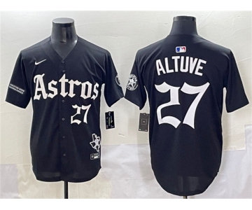 Men's Houston Astros #27 Jose Altuve Black Gothic 'Houston Born Barrio Raised' Limited Stitched Baseball Jersey