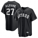 Men's Houston Astros #27 Jose Altuve Black Lights Out Limited Stitched Baseball Jersey