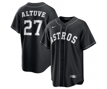 Men's Houston Astros #27 Jose Altuve Black Lights Out Limited Stitched Baseball Jersey