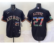 Men's Houston Astros #27 Jose Altuve Black Mexico With World Serise Champions Patch Cool Base Stitched Baseball Jersey