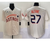 Men's Houston Astros #27 Jose Altuve Cream Throwback Cooperstown Collection Limited Stitched Baseball Jersey