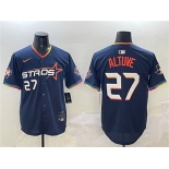 Men's Houston Astros #27 Jose Altuve Navy 2025 City Connect With Texas Patch Limited Stitched Baseball Jersey