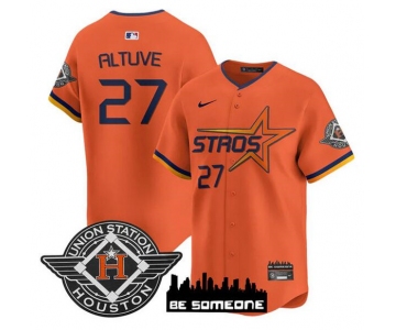 Men's Houston Astros #27 Jose Altuve Orange 2025 City Connect Limited Stitched Baseball Jersey