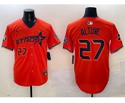 Men's Houston Astros #27 Jose Altuve Orange 2025 City Connect With Texas Patch Limited Stitched Baseball Jersey