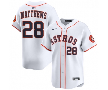 Men's Houston Astros #28 Brice Matthews White 2025 Home Limited Stitched Baseball Jersey