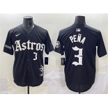 Men's Houston Astros #3 Jeremy Pena Black Gothic 'Houston Born Barrio Raised' Limited Stitched Baseball Jersey