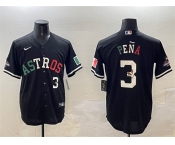Men's Houston Astros #3 Jeremy Pena Black Mexico With World Serise Champions Patch Cool Base Stitched Baseball Jersey