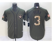 Men's Houston Astros #3 Jeremy Pena Green Salute To Service Stitched MLB Cool Base Nike Jersey