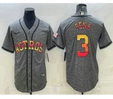 Men's Houston Astros #3 Jeremy Pena Grey Gridiron With Patch Cool Base Stitched Baseball Jersey