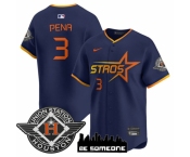 Men's Houston Astros #3 Jeremy Pena Navy 2025 City Connect Limited Stitched Baseball Jersey