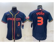 Men's Houston Astros #3 Jeremy Pena Number 2022 Navy Blue City Connect Flex Base Stitched Jersey