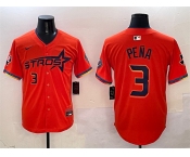 Men's Houston Astros #3 Jeremy Pena Orange 2025 City Connect With Texas Patch Limited Stitched Baseball Jersey