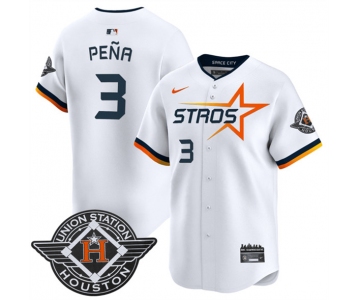 Men's Houston Astros #3 Jeremy Pena White 2025 City Connect Limited Stitched Baseball Jersey
