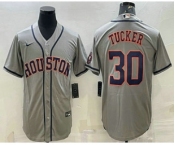 Men's Houston Astros #30 Kyle Tucker Grey With Patch Stitched MLB Cool Base Nike Jersey