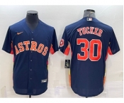 Men's Houston Astros #30 Kyle Tucker Navy Blue With Patch Stitched MLB Cool Base Nike Jersey