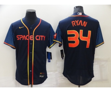 Men's Houston Astros #34 Nolan Ryan 2022 Navy City Connect Flex Base Stitched Baseball Jersey