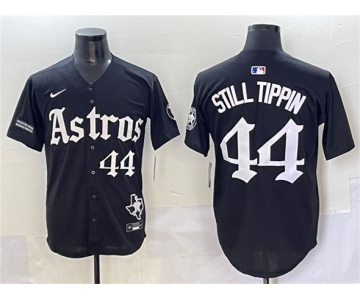 Men's Houston Astros #44 Still Tippin Black Gothic 'Houston Born Barrio Raised' Limited Stitched Baseball Jersey